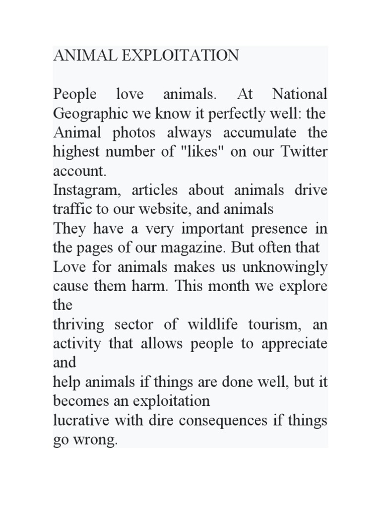Animal Exploitation | PDF