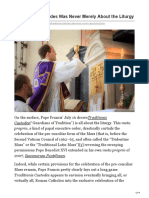 Churchlifejournal - Nd.edu-Traditionis Custodes Was Never Merely About The Liturgy
