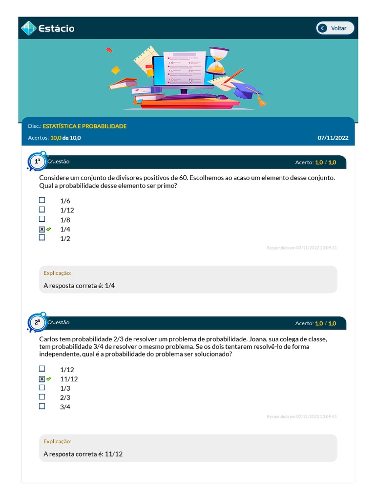 Estácio - Alunos PDF | PDF | Probabilidade | Mediana (Estatística)