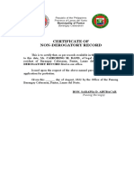 Certificate of Nonderogatory