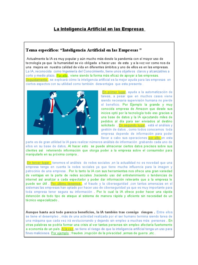 La Inteligencia Artificial en Las Empresas | PDF | Inteligencia ...
