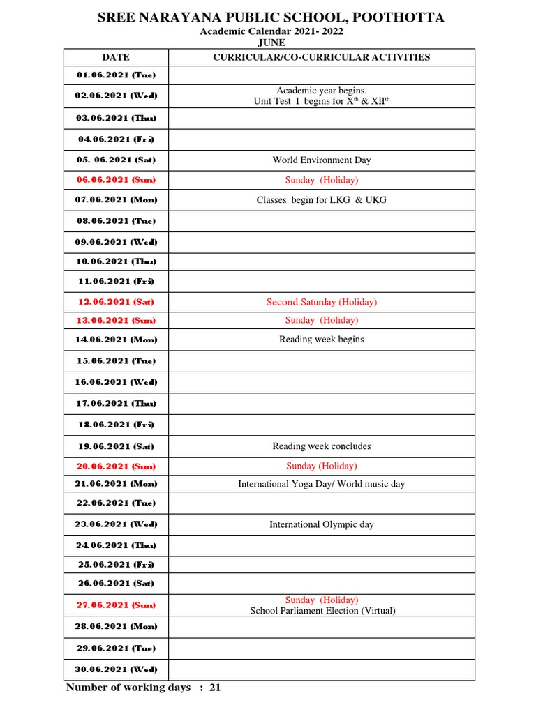 Academic Calendar PDF Observances Public Holiday