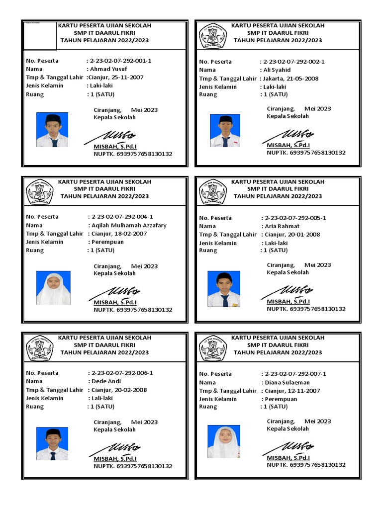 Kartu peserta ujian sekolah pdf pdf
