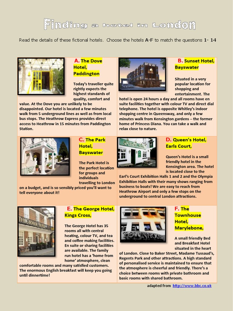 Reading-Finding Hotels | PDF | Hotel