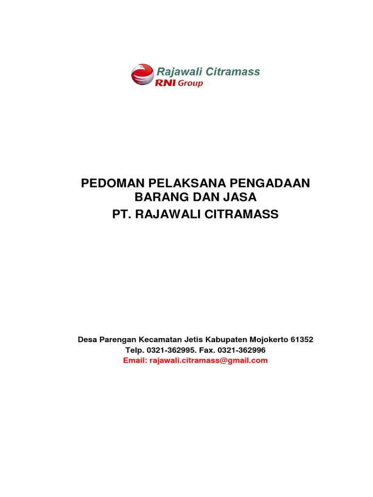 Pedoman Pengadaan Barang dan Jasa RCM | PDF