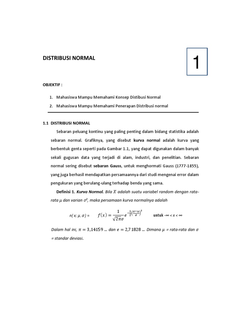 Pengenalan Distribusi Normal untuk Mahasiswa | PDF | Metode & Bahan Ajar