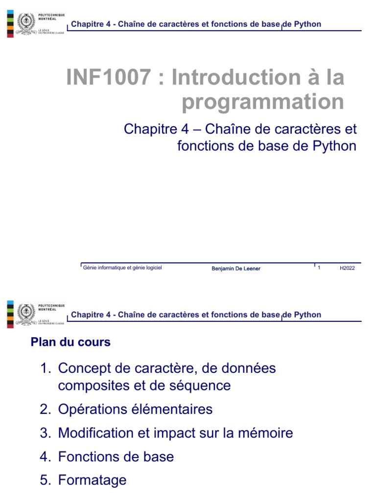 Chaînes de caractères en Python | PDF | Python (Langage de ...