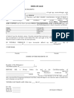 Deed of Sale For Motor Vehicle