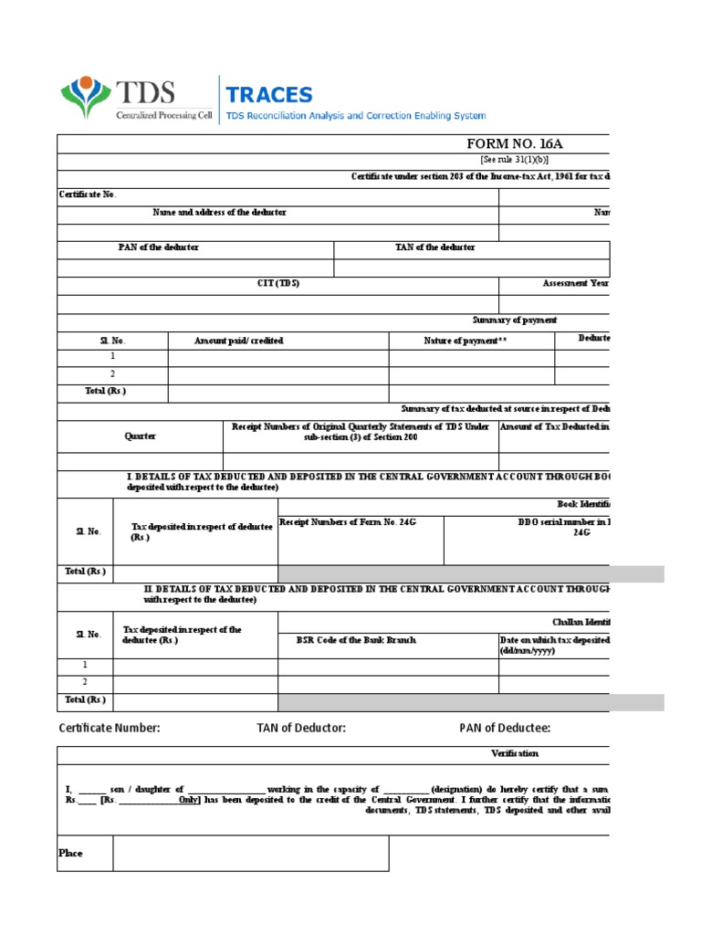 Form 16 Excel Format