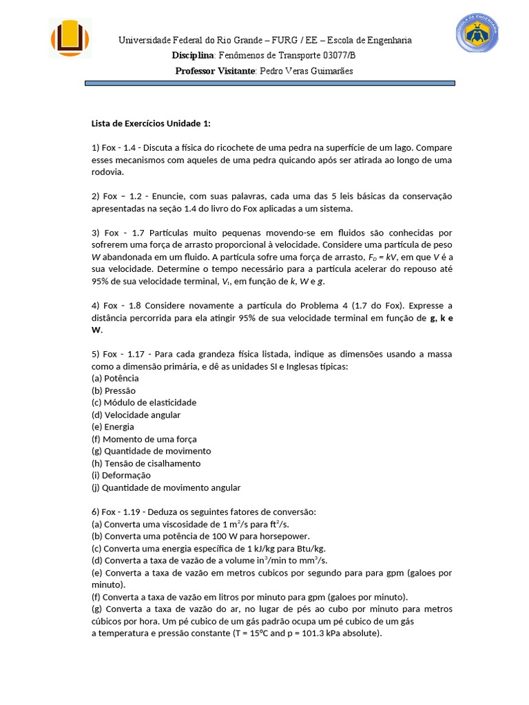 Densidade Relativa do Mercúrio | PDF | Descarga (hidrologia ...