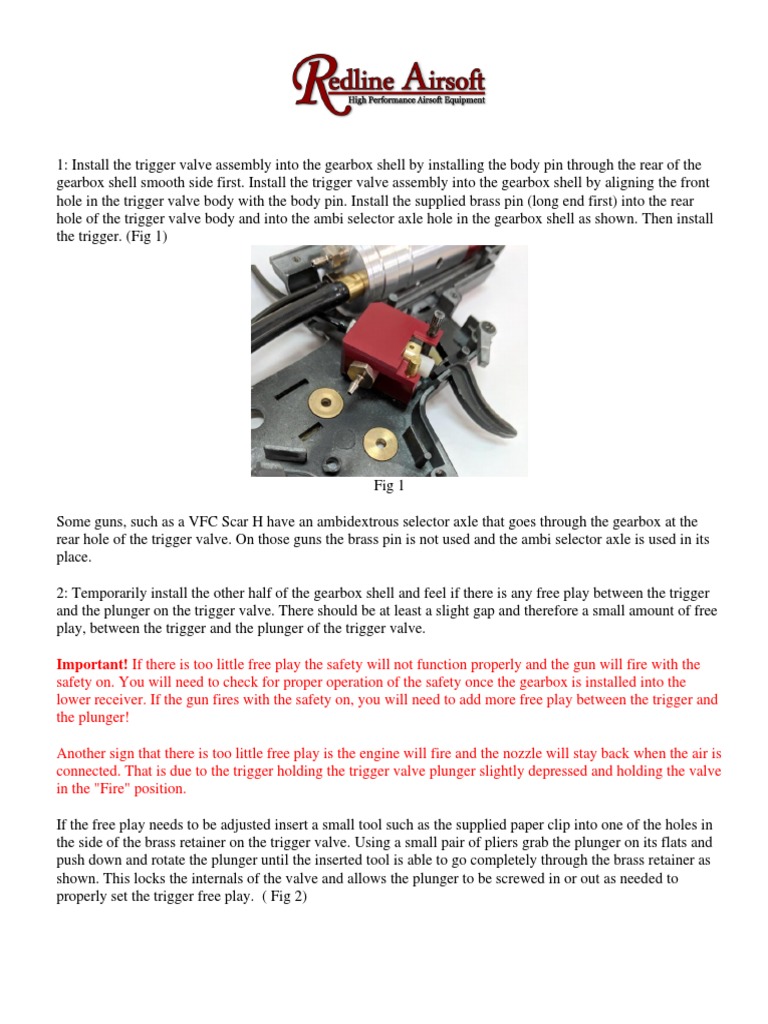 Gen-2 Milsim m4 Install PDF | PDF | Valve | Trigger (Firearms)