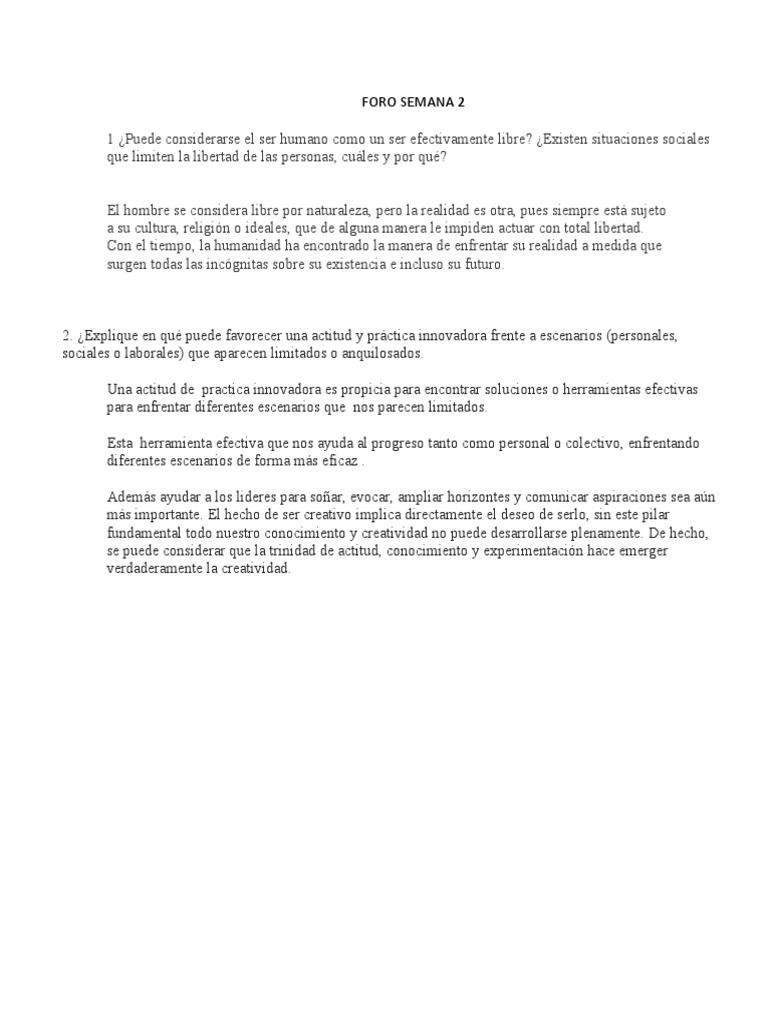 Foro Semana 2 | PDF | Crecimiento personal y profesional | Autosuperación