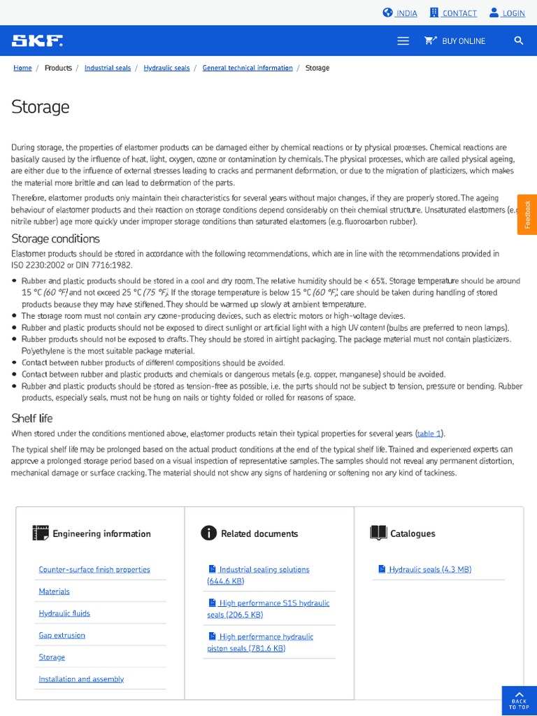 Storage SKF OIL SEAL SHELF LIFE 1OF2 PDF PDF