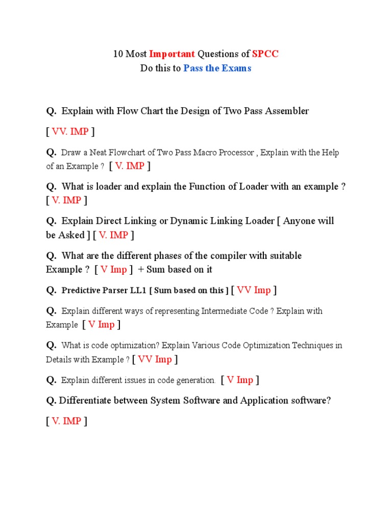 Top 10 SPCC Exam Questions | PDF | Computers
