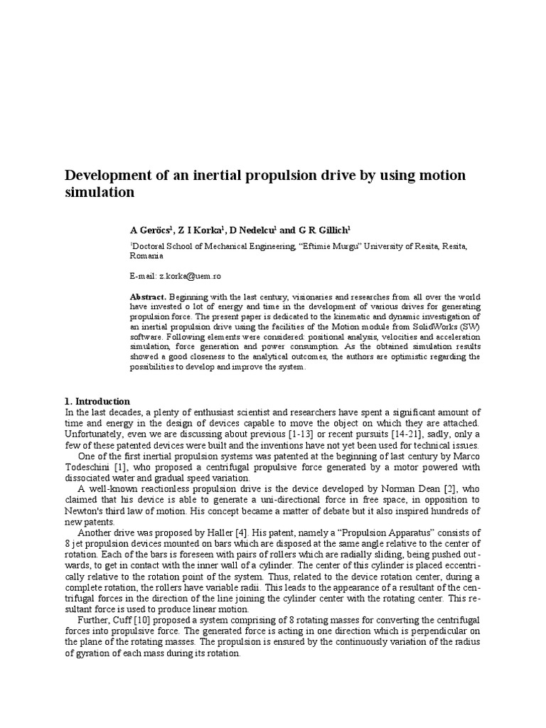 Inertial Propulsion Drive Development | PDF | Force | Rotation Around A ...