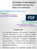 Study On Effectiveness of Performance Appraisal of An Employee'S in Loyal Textile Mills LTD, Kovilpatti