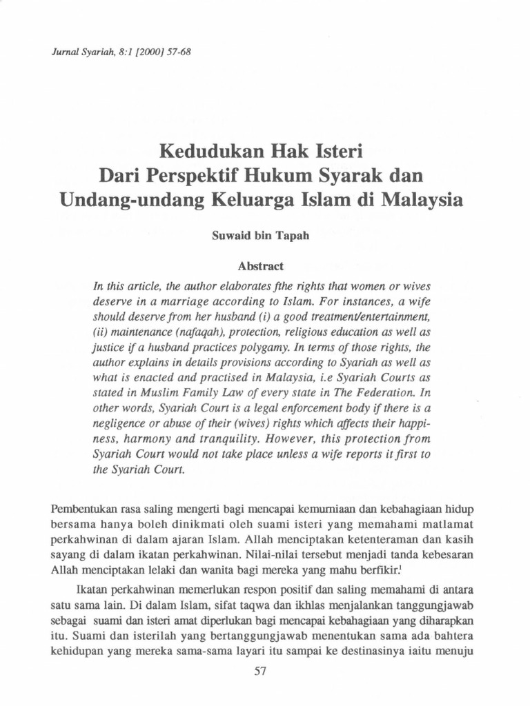 Kedudukan Hak Isteri Dari Perspektif Hukum Syarak (57-68) | PDF
