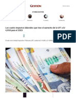 Sunat - Los Cuatro Impactos Laborales Que Trae El Aumento de La UIT A 4,950 Soles para El 2023 - ECONOMIA - GESTIÓN PDF