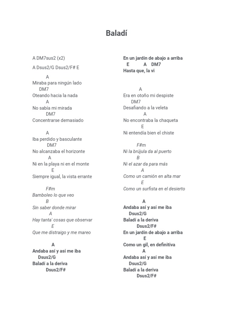 Baladí: Letra y Acordes de Canción | PDF