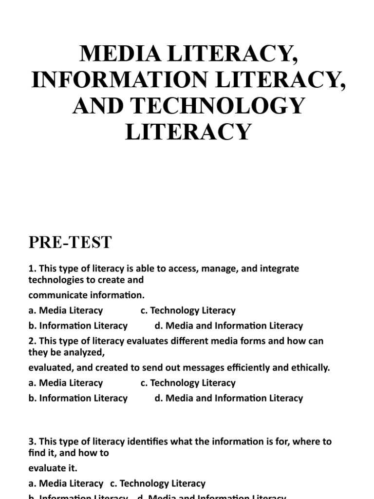 Media Literacy PDF Information Literacy Information
