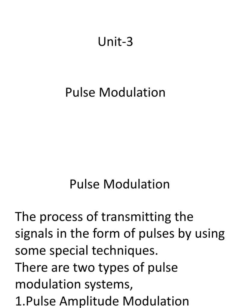 Pulse Modulation Techniques Overview | PDF | Modulation | Frequency ...