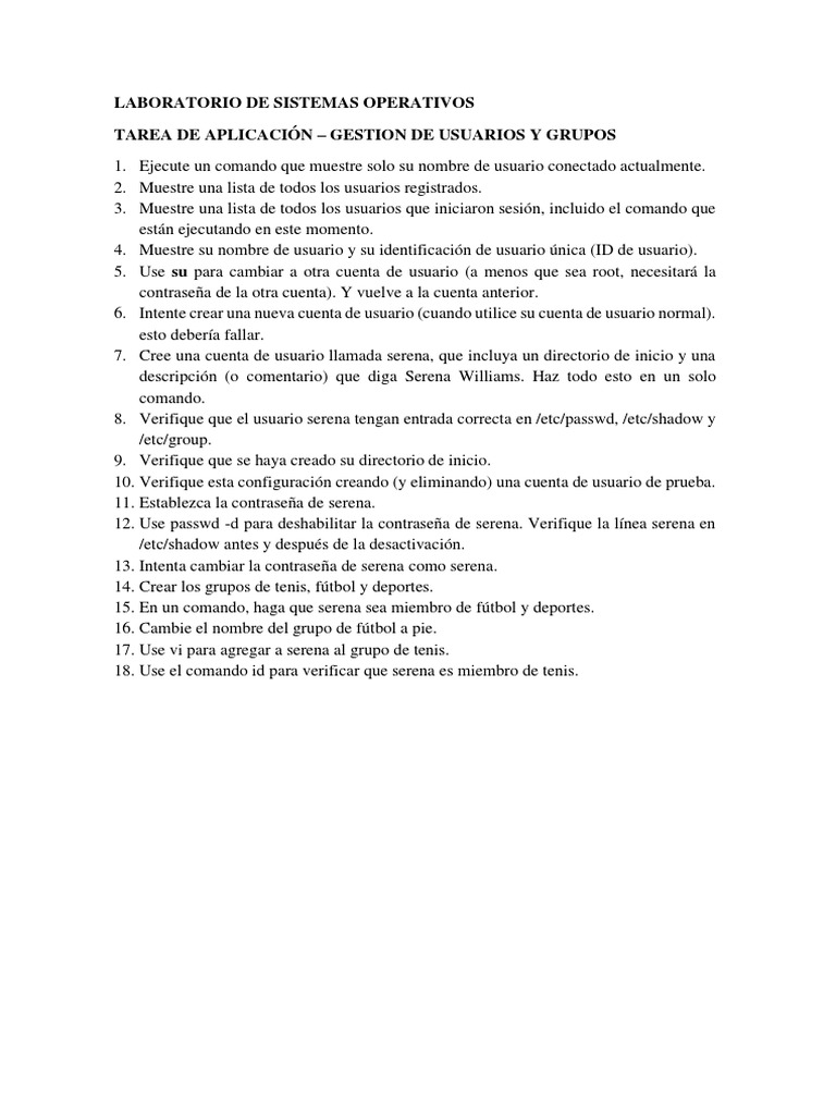 Gestión de Usuarios y Grupos en Linux | PDF