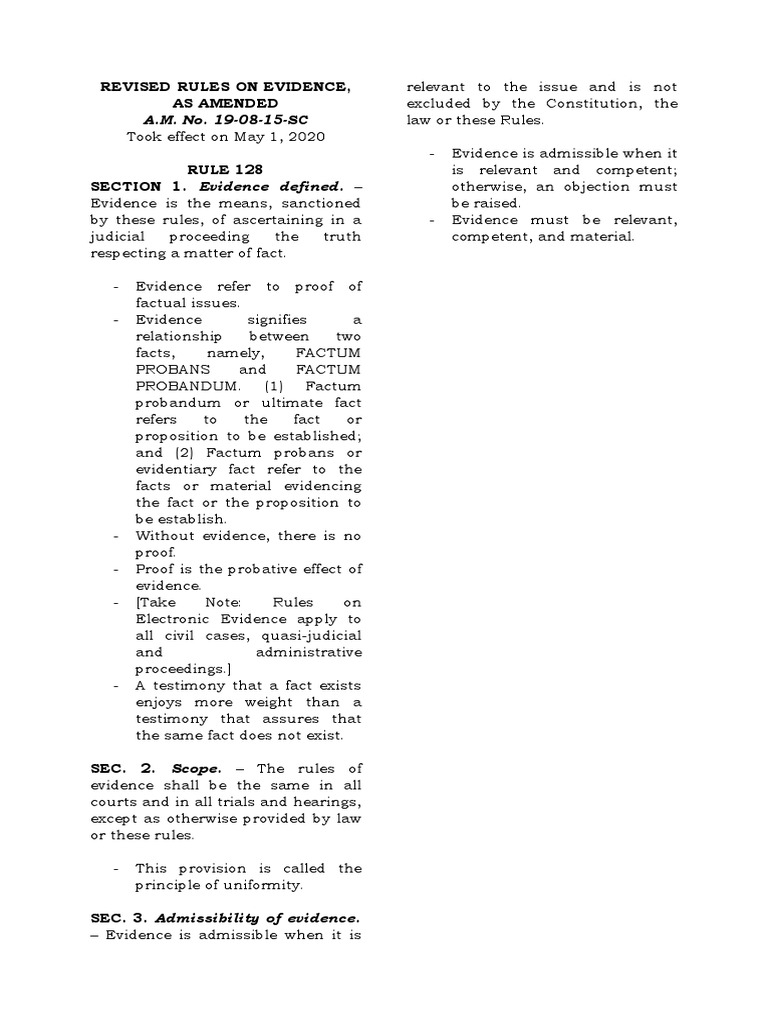 Five star provisions on revised rules on evidence pdf