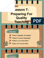 LESSON 7 - Preparing For Quality Teaching