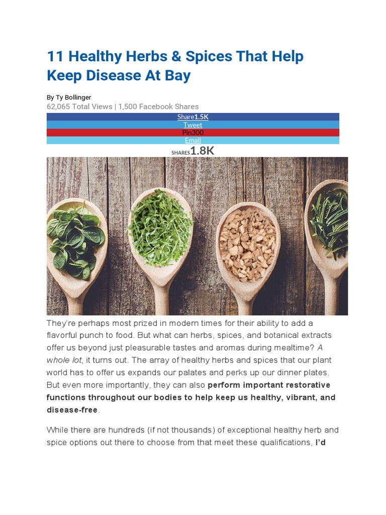 11 Healthy Herbs and spices PDF Cancer Stress (Biology)