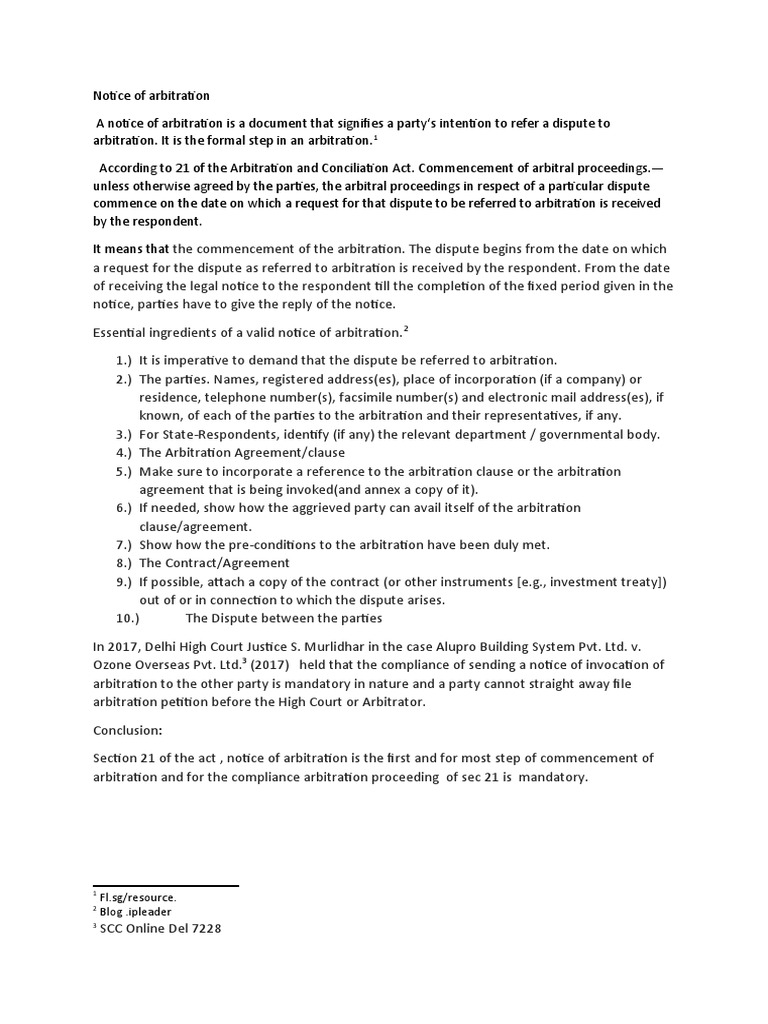 Importance of Valid Notice in Arbitration | PDF | Arbitration | Justice