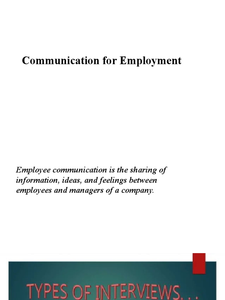 Communication For Employment PDF