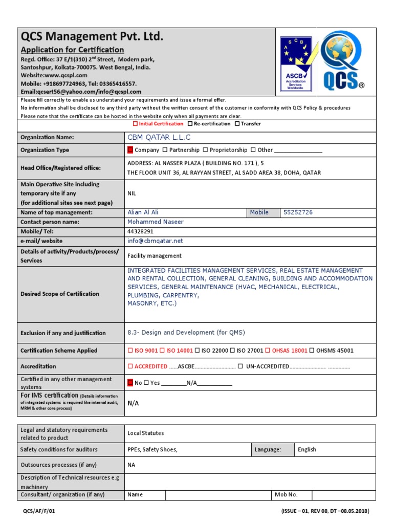 Application For Certification - New | PDF | Audit | Business
