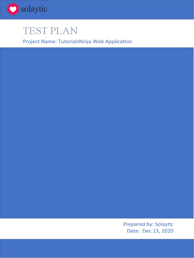 Solaytic - Test Plan Document | Download Free PDF | Software Testing ...