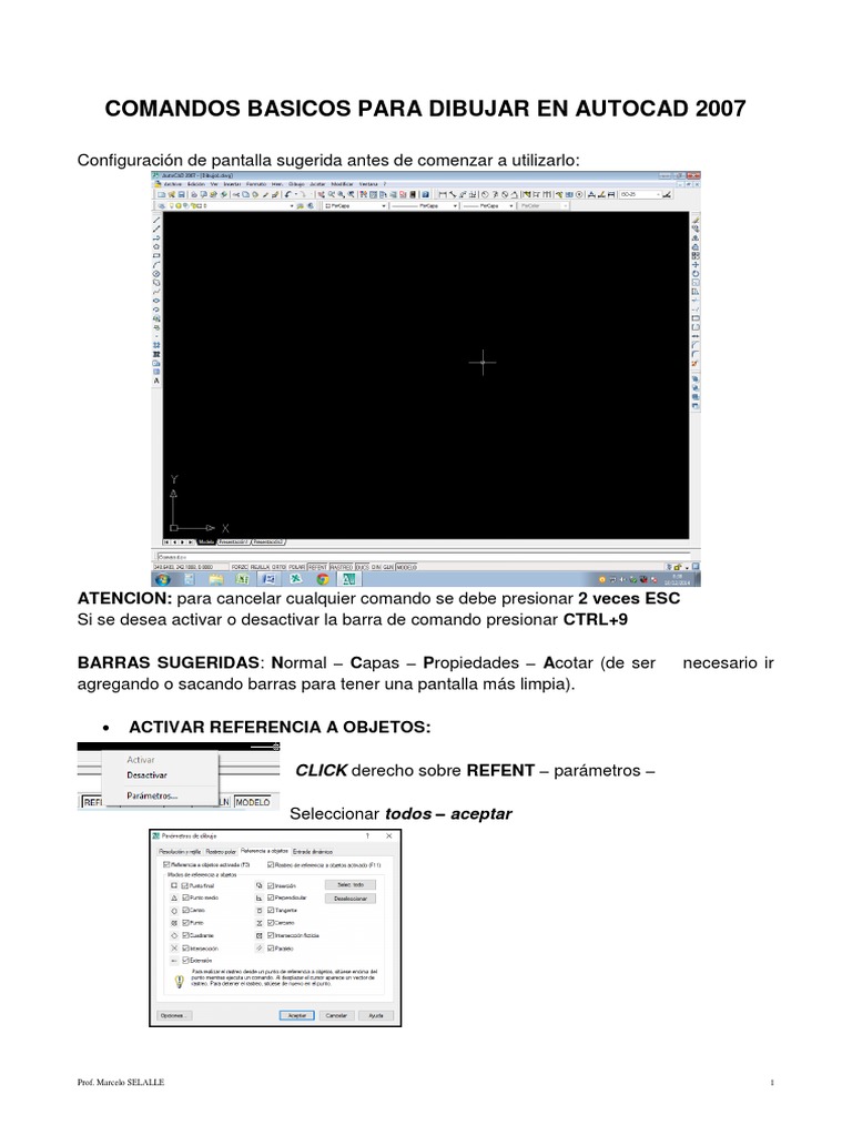 Comandos Básicos de AutoCAD 2007 | PDF | Geometría