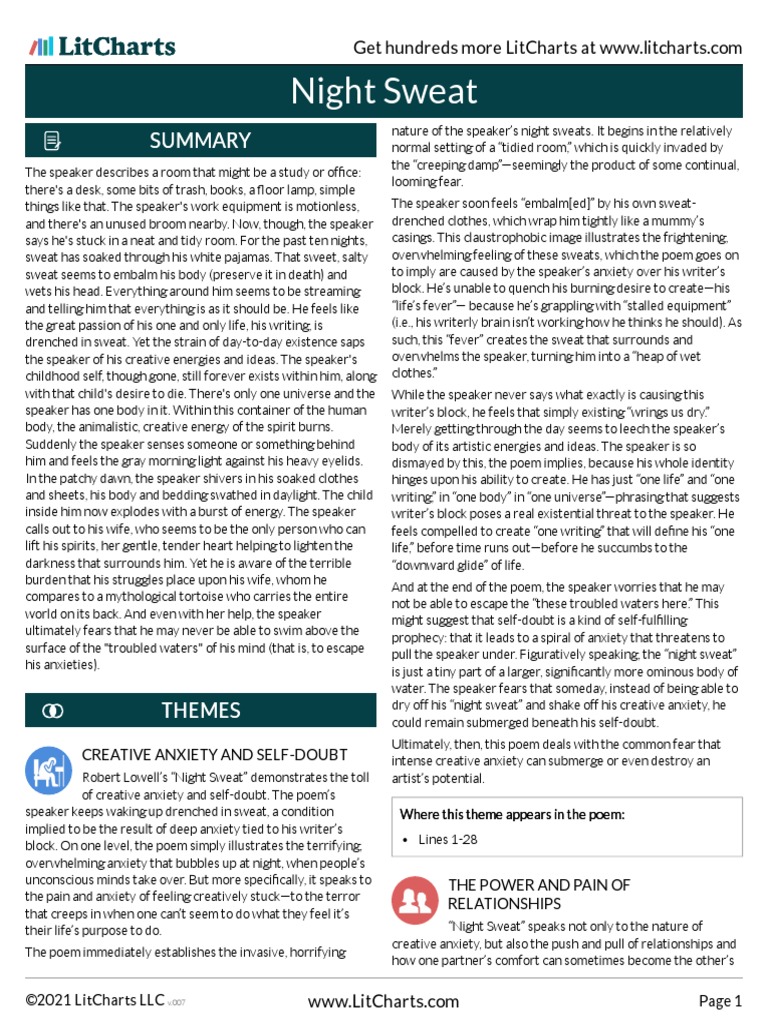 LitCharts Night Sweat Download Free PDF Poetry