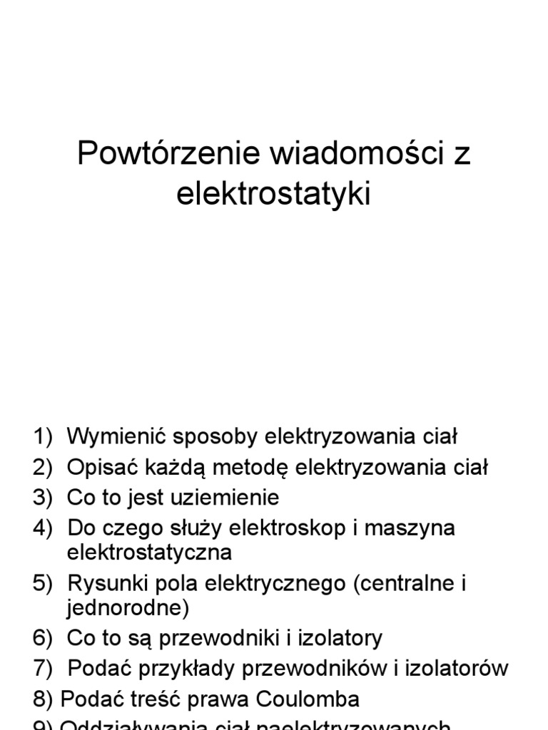 Powtórzenie Z Elektrostatyki PDF