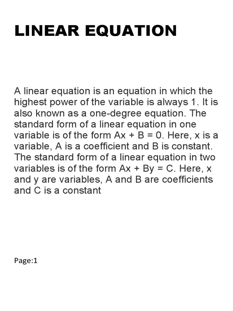 Linear Equation | PDF