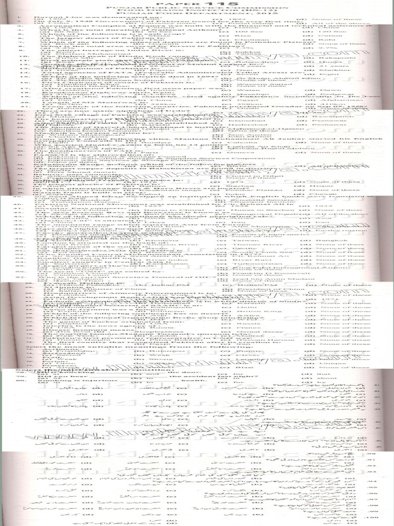 Past Paper 2015 PPSC Punjab Food Department Food Grains Inspector BS 12