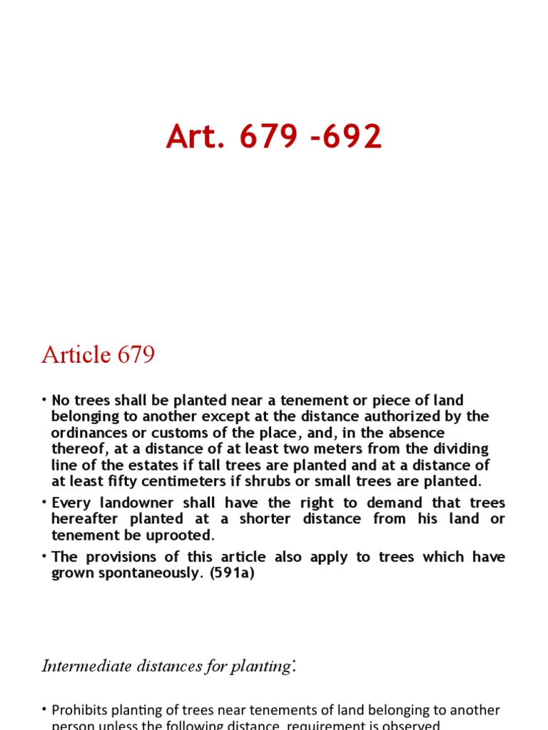 Rights and Obligations Related to Trees, Easements, and Voluntary