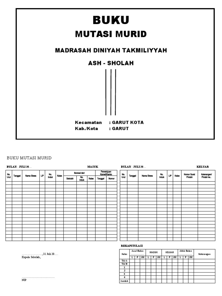 Buku Mutasi Murid Pdf