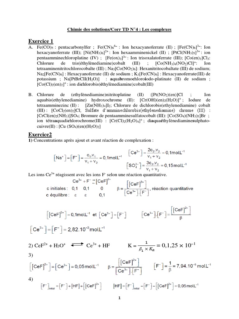 Réactions de complexation en chimie PDF Ion Cobalt — free download
