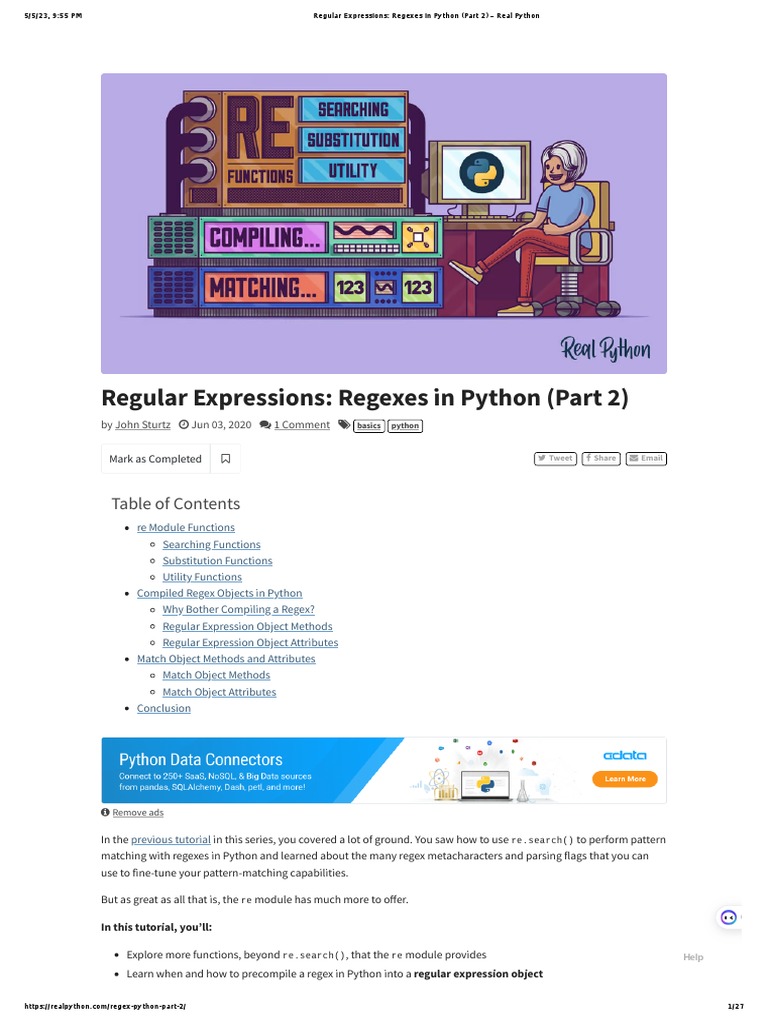 Regular Expressions - Regexes in Python (Part 2) - Real Python | PDF ...