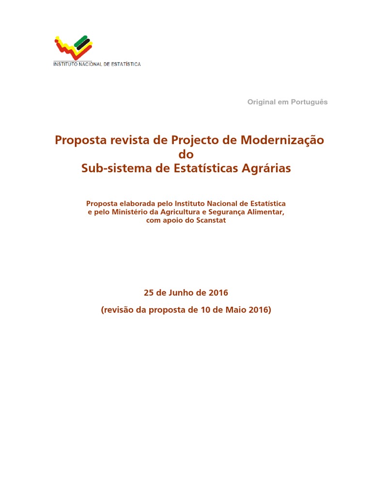 Proposta de Projecto de Estatísticas Agrarias MASA INE e Scanstat | PDF ...