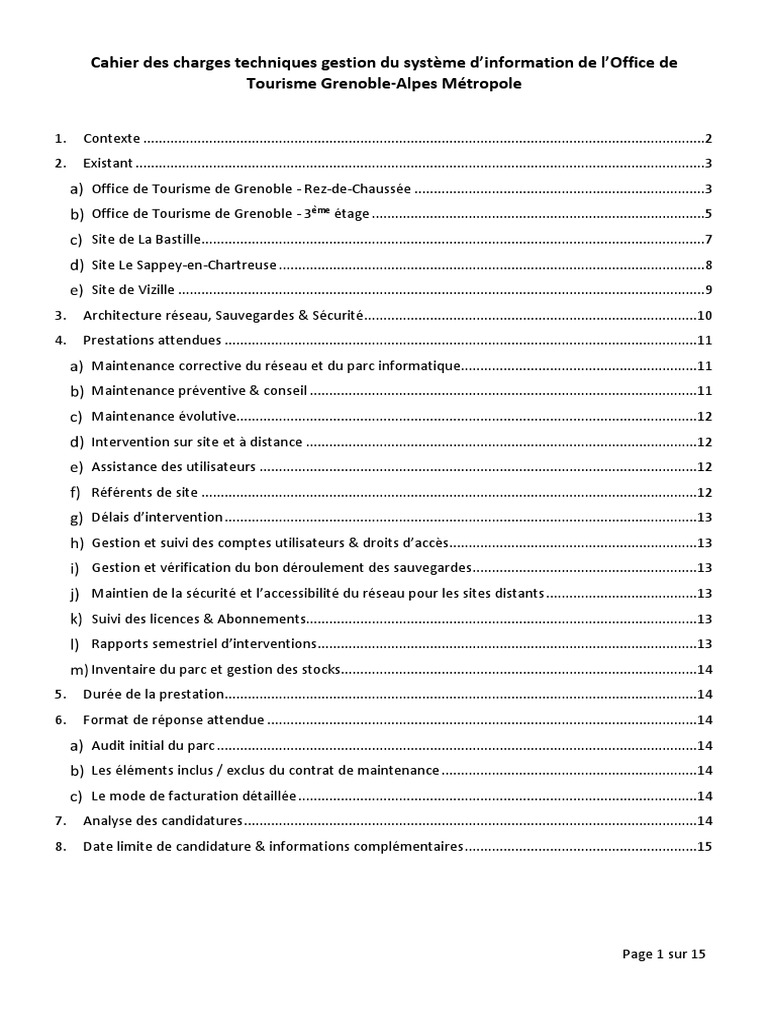Cahier Des Charges SI Office Tourisme PDF Informatique Logiciel