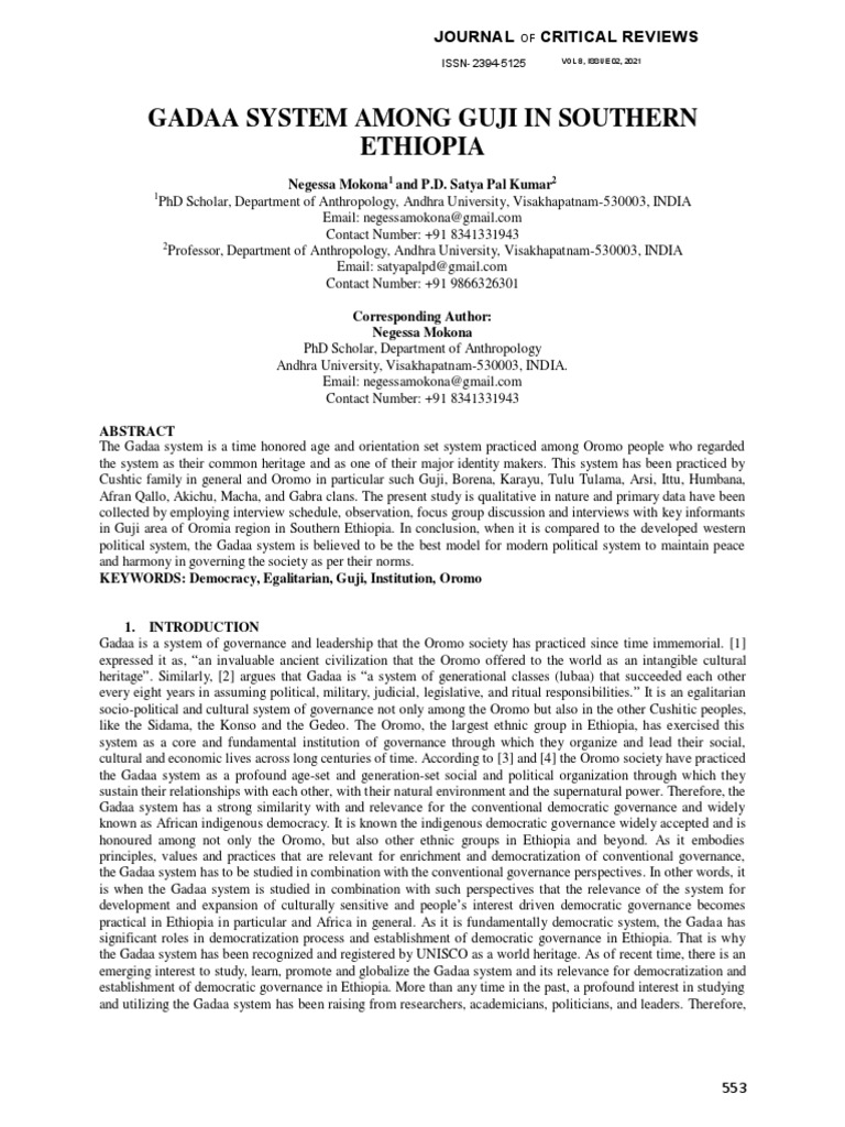 Gadaa System in Guji Oromo Society | PDF | Ethiopia | Governance