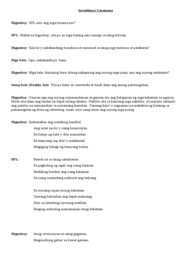 Investiture Ceremony Pdf