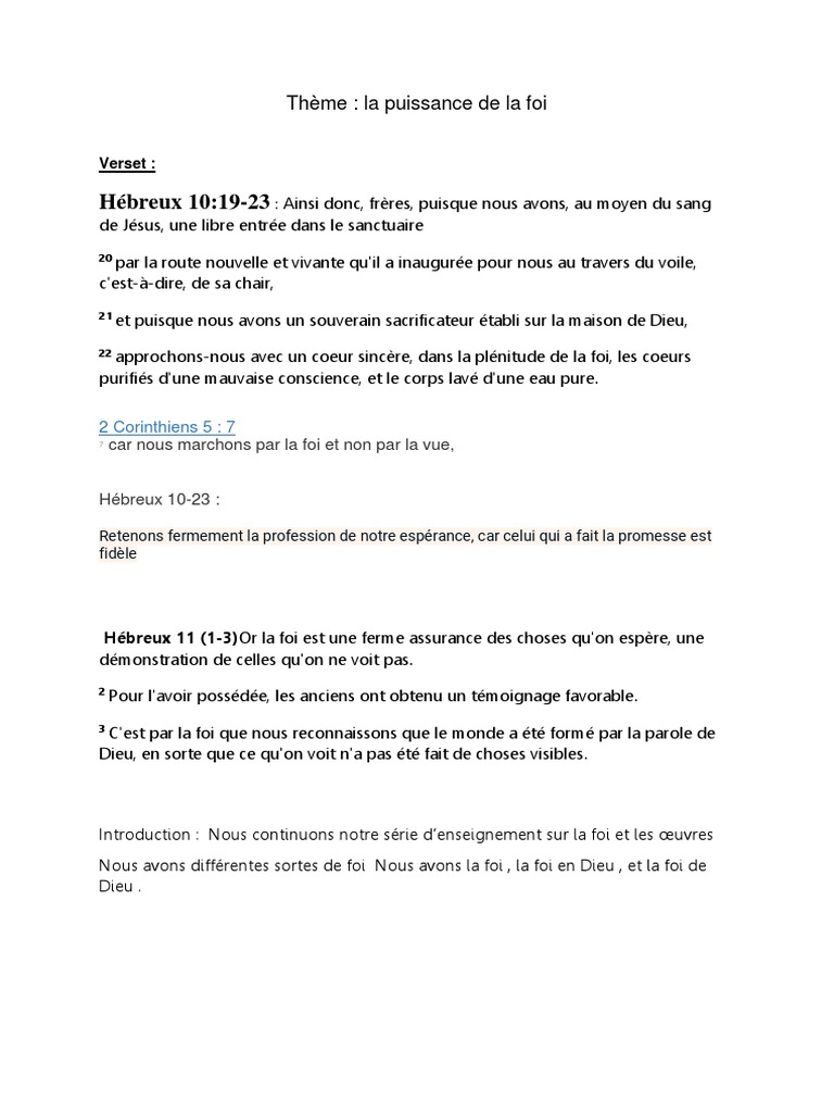 La Puissance de la Foi en Christ | PDF | Foi | Épître aux Hébreux