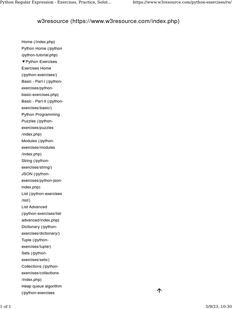 Python Regular Expression - Exercises, Practice, Solution ...