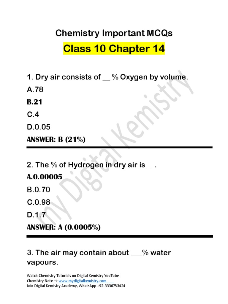 Chemistry class 10 chapter 14 mcqs pdf pdf atmosphere of earth