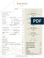 Kayana Restaurant Menu PDF